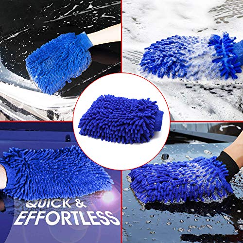 Manfiter Detailing Brush Set, Auto Detail Brush Set with a Car Wash Mitt and 2 pack Car Air Vent Duster for Car Motorcycle Automotive Cleaning Wheels, Dashboard, Interior, Exterior, Leather, Air Vents - Thumbnail 6