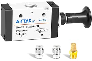 RONGSTAR Air Hand Lever Operated Valve 3 Way 2 Position 1/4"NPT Pneumatic Solenoid Valve Manual Control Push-Pull 3L210-08
