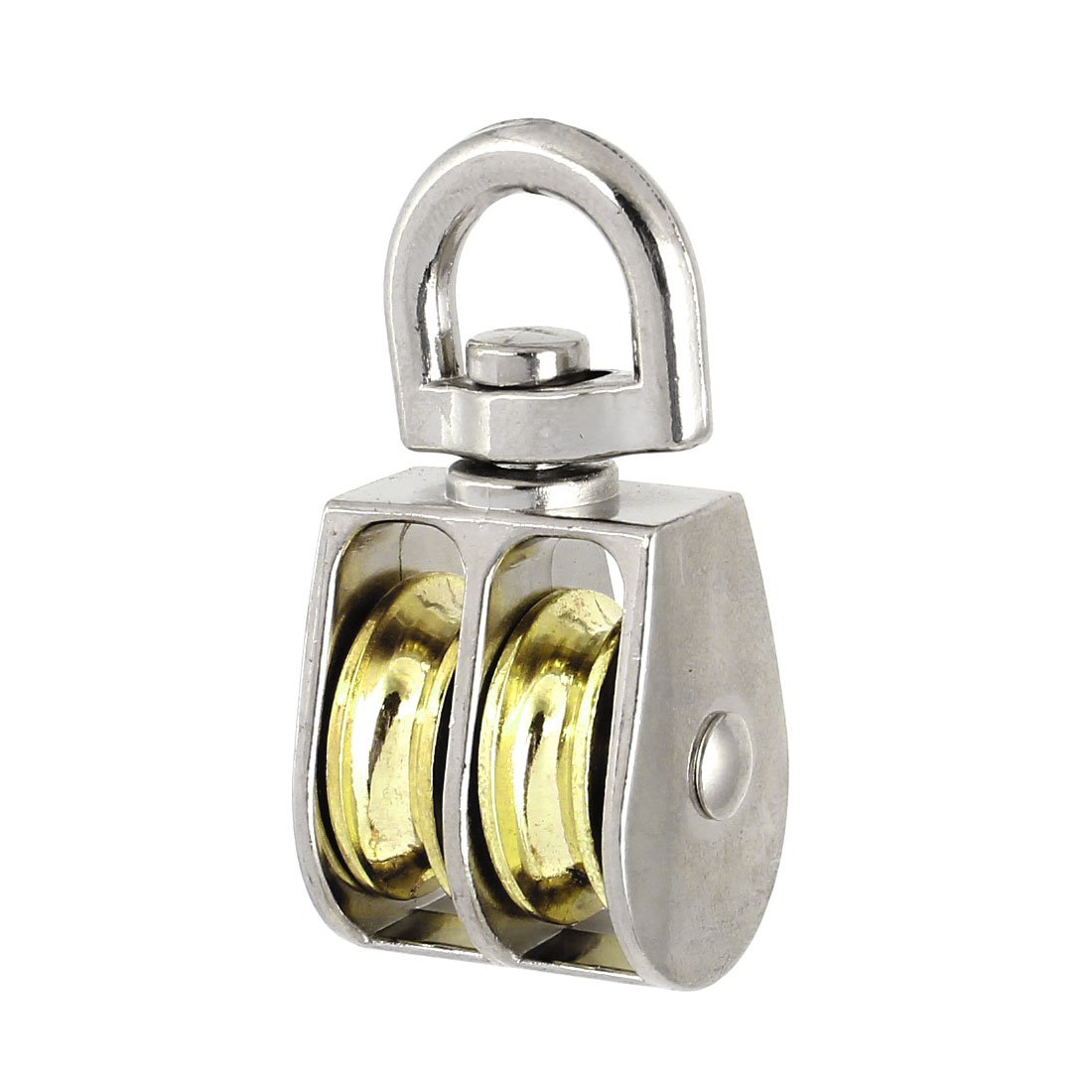 Sourcingmap 20mm Diameter Stainless Steel Double Sheave Swivel Eye Rope Pulley