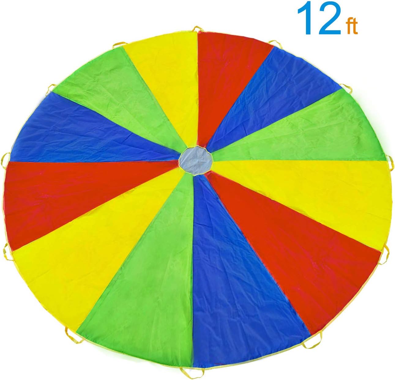 Rettebovon Parachute for Kids with 12 Handles Multi-Purpose Waterproof 12ft Play Parachute Toy Games for Team Games,You Can Also Use it for Picnic Mat and Furniture Cover