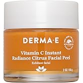 DERMA E Vitamin C Instant Radiance Citrus Facial Peel – Non-Abrasive for Face and Neck - Skin Brightening Face Peel Resurfaces, Smooths and Rejuvenates Facial Skin, 2 oz