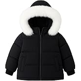 HILEELANG Toddler Baby Kids Winter Puffer Jacket Outwear Coat with Detachable Hood and Faux Fur Trim 1-7 Years