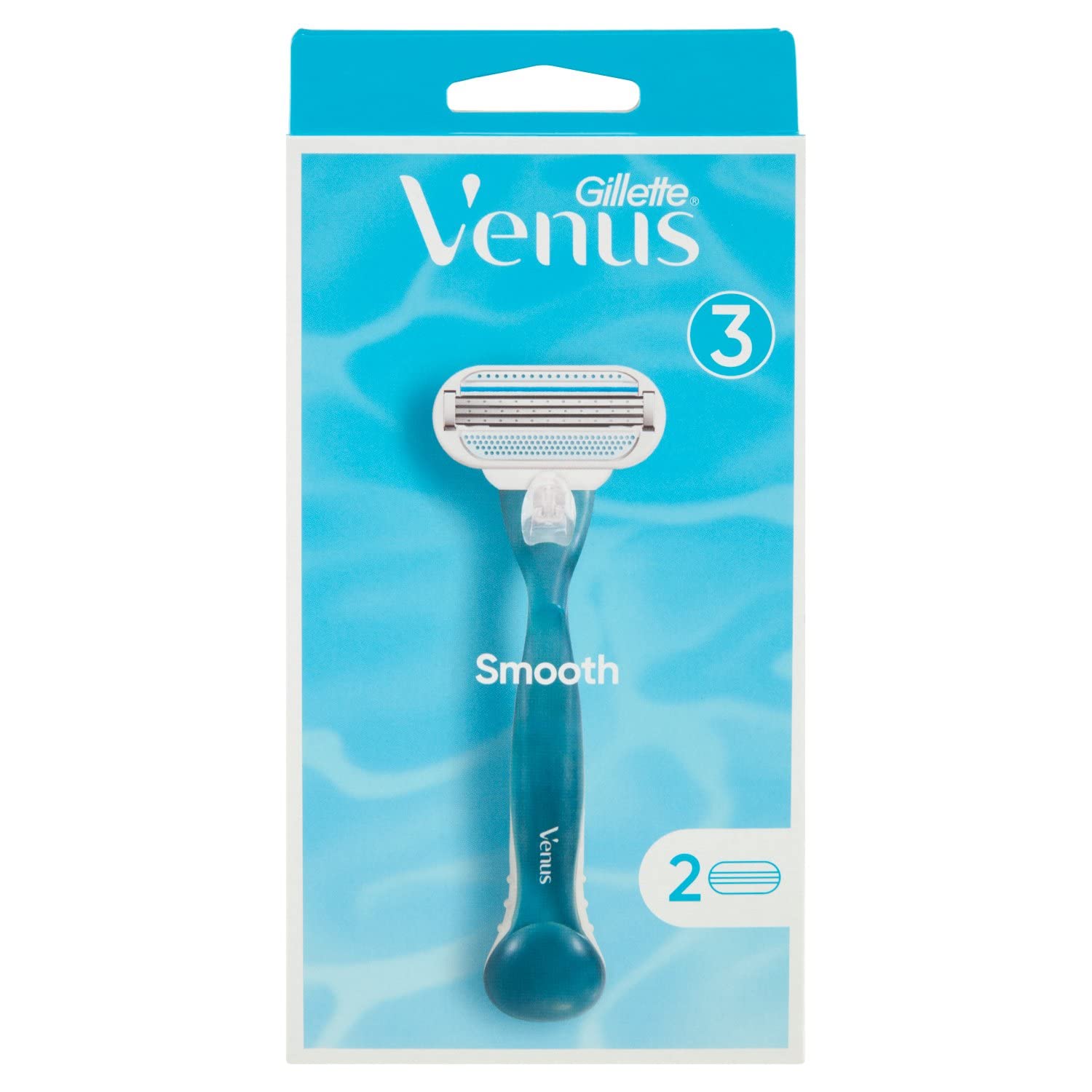 Gillette Venus Smooth Women's Shaver with 2 Razor Blades, 3 Blades with Protective Pad, Current Version