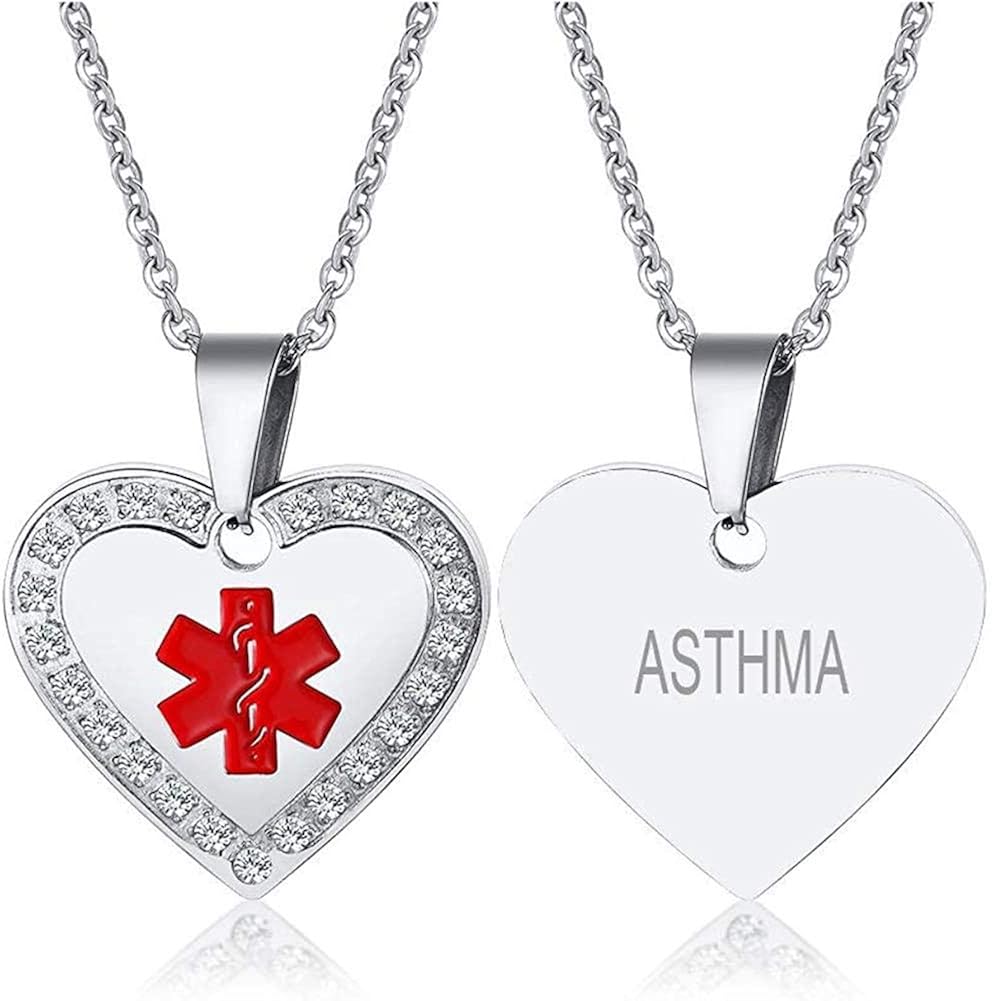 NC66 Custom Engraving Emergency Medical Alert ID Neklace Cubic Zircon