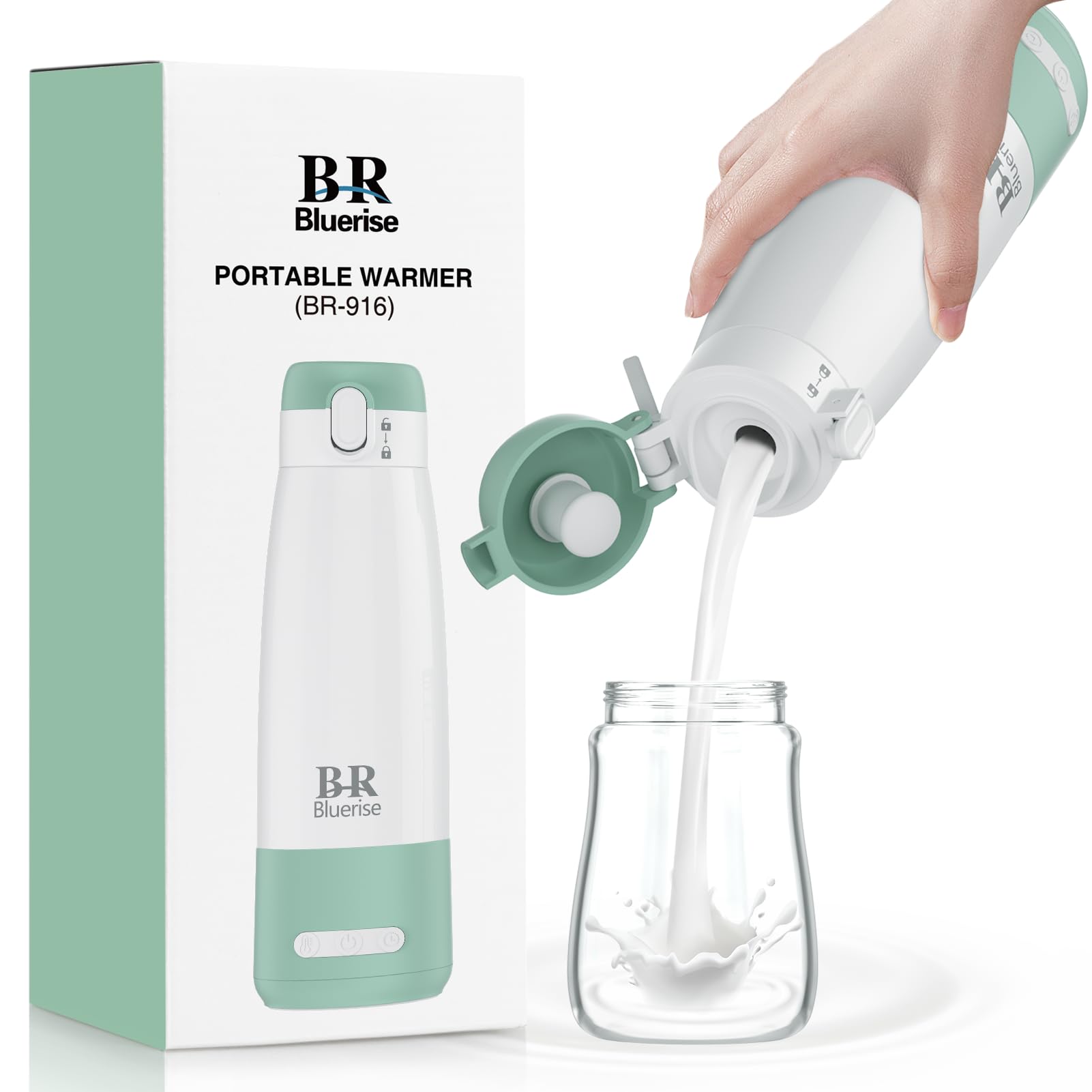 Photo 1 of BRBLUERISE Portable Milk Warmer for Travel – Dual Heating Modes for Breast Milk & Water, Portable Bottle Warmer with Fast Heating & Long Battery Life, 12 oz Large Capacity to Meet Your One-Day Needs