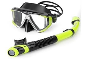 YIMSERK Snorkeling Gear for Adults, Anti-Fog 4-Window Snorkel Mask and Dry Top Snorkel Set, Adult Snorkel Set with Panoramic View, Soft Silicone, Mesh Bag for Scuba Diving, Swimming, Travel