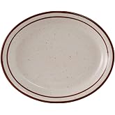 Tuxton China TBS-013 Platter, 11-1/2" x 9-1/8", Oval, Narrow Rim, Microwave and Dishwasher Safe, Oven Proof, Fully Vitrified, Ceramic, Bahamas, Pack of 12