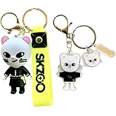 Baosai 2 PCS Skzoo Keychain,Stray-kids Keychain,Stray-kids Merch,Skzoo Series Cartoon Animal Keyring (Colorful)