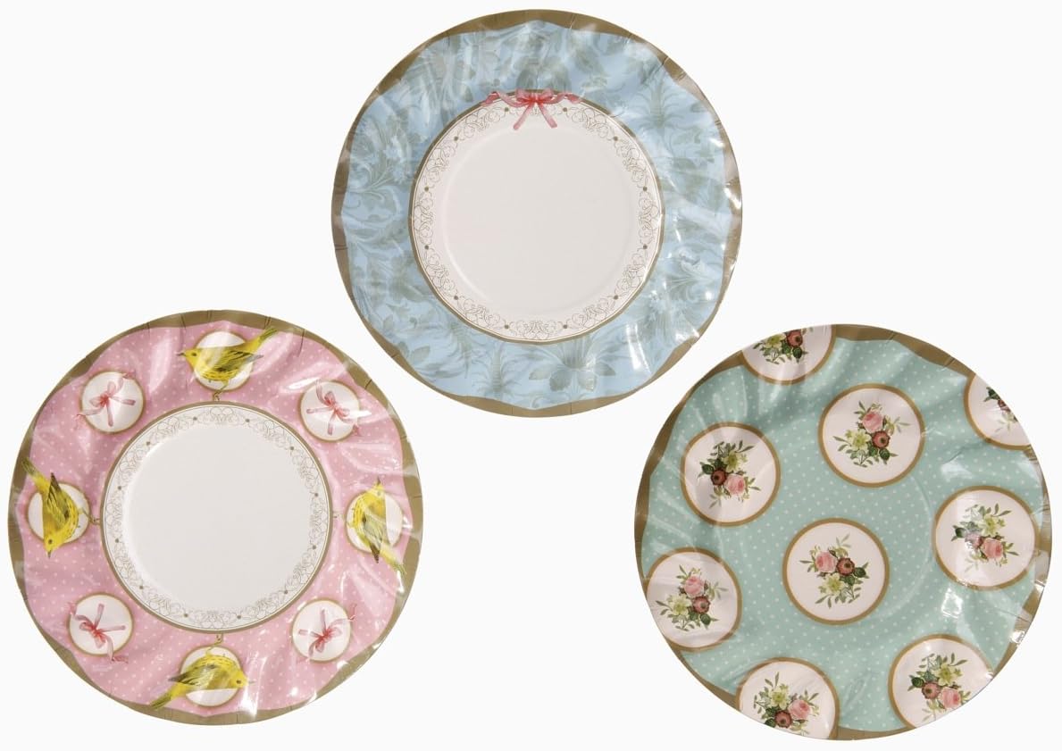 Talking Tables Frills & Frosting Disposable Plates, 12 count, for a Tea Party