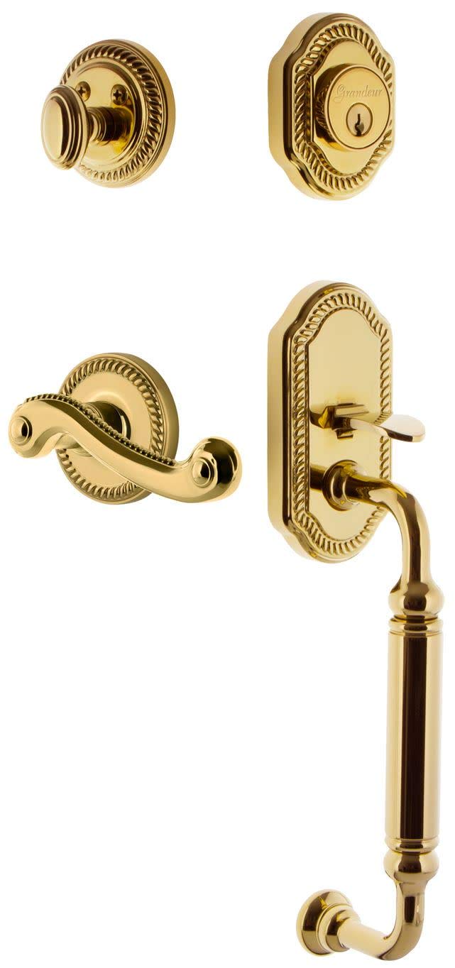 Grandeur 833056 Grandeur NEWNEW_ESET_234_CG_LH Newport Solid Brass Rose Left Handed Keyed Entry Sing