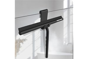 ANJINWIPER Shower Squeegee for Glass Door, 13" Silicone Car Squeegee Household Window Cleaning Squeegee with Non-Slip Handle, All-Purpose Window Squeegee-Black