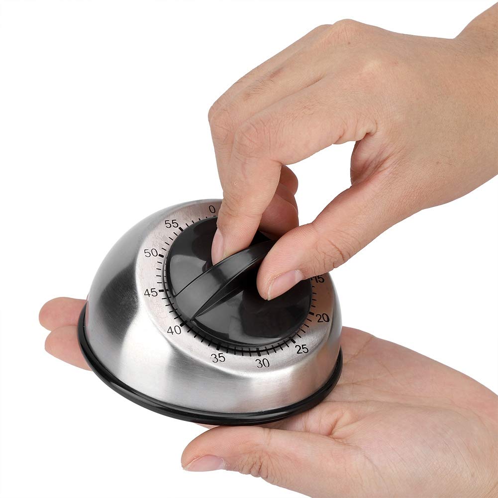 Kitchen Timer, 60 Minutes Mechanical Kitchen Timer, Kitchen Cooking Timer Clock, Stainless Steel Cooking Timer Loud Alarm Time Management Tool, Easy to Read Operate