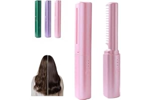 2026 Upgrade 2-in-1 Wireless Curling Iron & Ceramic Comb: Portable Styling Tool for Short Hair, Touch-Up Mini Curling Wand wi