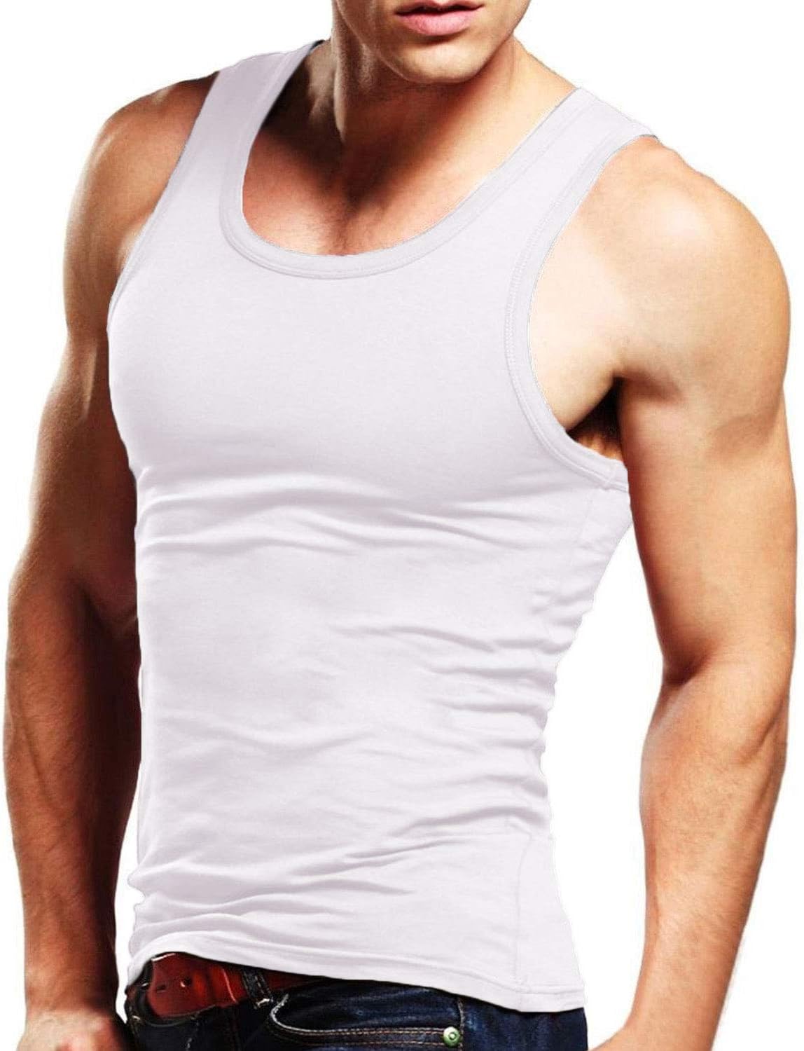 Men's Gym Vest Athletic Sport Tank Tops Sleeveless T Shirt Cotton Undershirt Casual Summer