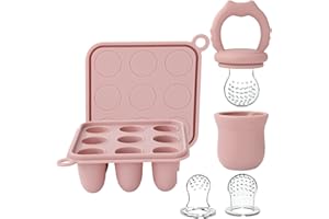 Socub Silicone Baby Fruit Food Feeder & Baby Food Freezer Tray Set, Milk Popsicle Molds for Baby Teething Relief, Baby Food Pacifier Feeder for Infants Self Feeding, Include 3 Sizes Food Pouch