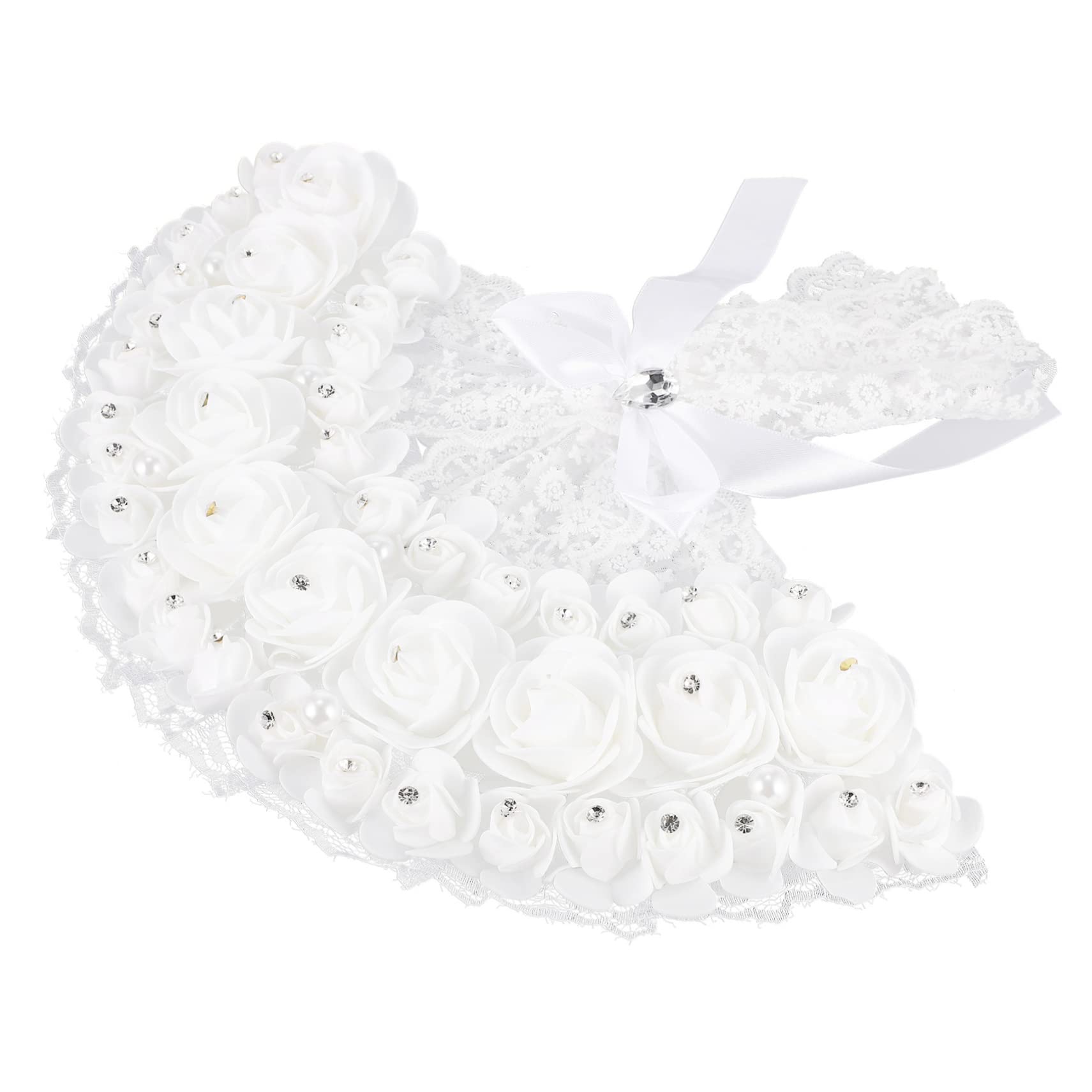 ORFOFE Handheld Rhinestone Decorative Fan for Weddings Bridal Parties and Stage Performances Elegant Lace Floral Design with Prop and Wall Hanging Options