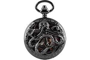 Dentily Hand Winding Hollow Roman Numerals Mechanical Pocket Watch Steampunk Mens Watches