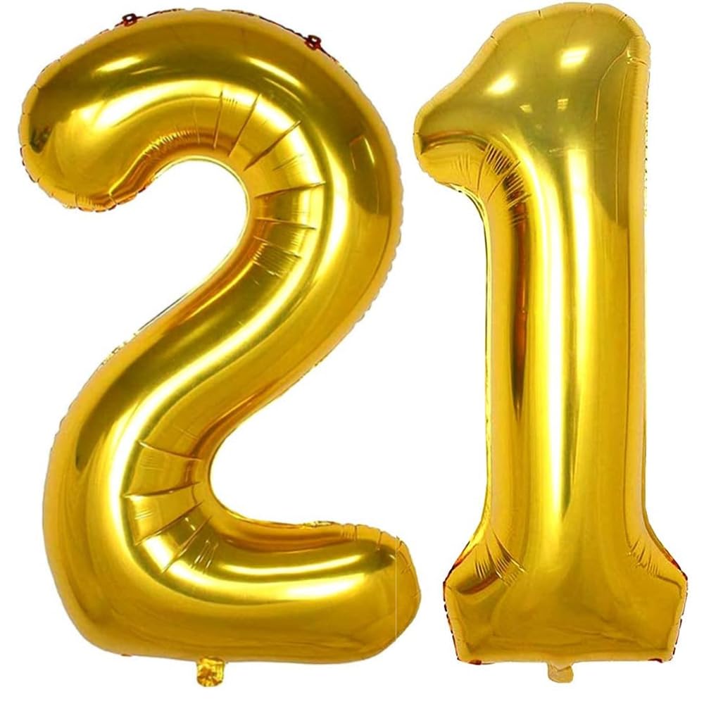 Photo 1 of 21 Number Balloons 40Inch Gold Giant Balloons for 21st 12th Birthday Party Supplies 12 Jumbo Balloon for Boys Girls Anniversary Event