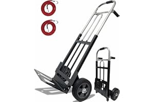 KIGEMRE Upgraded Folding Hand Truck Dolly, 650 LB Capacity Heavy Duty Dolly Cart with Wheels 8 inch, Hand Cart Foldable with 2 Bungee Cords for Moving Heavy Loads in Warehouses, Offices, Homes, Shopping