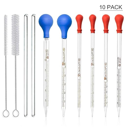Pipettes en Verre, Jestool 6pcs Pipette Graduée en Verre Comptegouttes 0,5ml 1ml 2ml 3ml 5ml Pipettes en Verre, Jestool 6pcs Pipette Graduée en Verre Comptegouttes 0,5ml 1ml 2ml 3ml 5ml