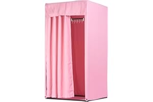 uxcell Fitting Room, 39x39x78 inch Clothing Store Fitting Room with Shading Curtain, Portable Changing Room for Clothing Shop Shopping Centre Office, Pink