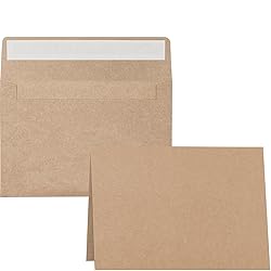 Blank Cards and Envelopes 4x6, 50 Pack Brown Blank