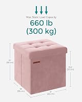 SONGMICS Storage Ottoman Foldable Foot Rest 38x38 cm Jelly Pink LSF227R51 view 6