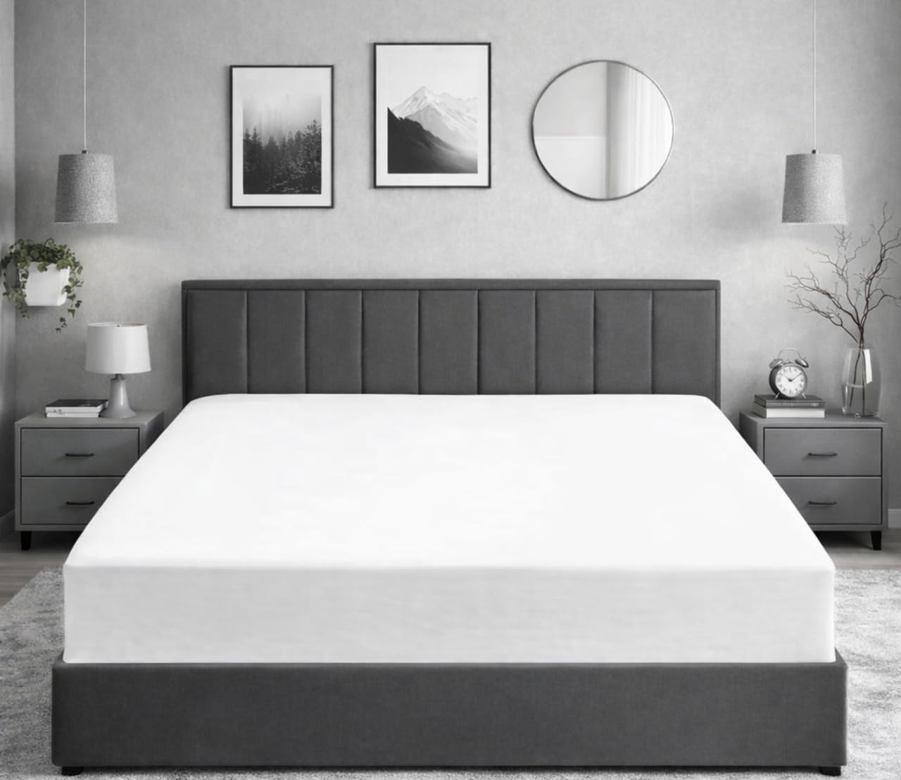 Fitted Sheets 100% Egyptian Cotton 200 Thread Count 46cm/18inch Ultra Deep, white - Single