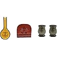 ACK Tuscany Colorful Hand Painted Fleur De Lis, 4 pc Stove Top Set, Napkin Holder, Salt and Pepper Shaker Set and Spoon Rest for Kitchen Décor