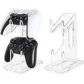 FYY Game Controller Holder 2 Tiers - Universal Dual Controller & Headphone Stand, Acrylic Clear Display Stand Compatible with Nintendo Switch, Xbox, PS5, PS4 - Desk Mounts