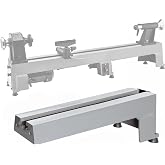BMWOOD Extension Bed for Woodturning Lathe, Compatible with Harbor Freight Central Machinery 58358 10"X18" Wood lathe in grey color.