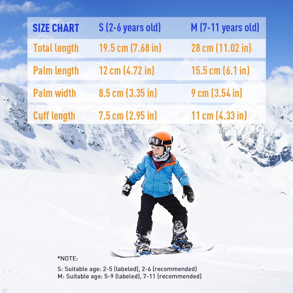 Terra Hiker Kid's Ski Mittens, Water-Resistant and Windproof Gloves, Breathable Ripstop Fabric for Boys, Girls in Cold Weather, Suitable for Children Aged 2-6 : Clothing