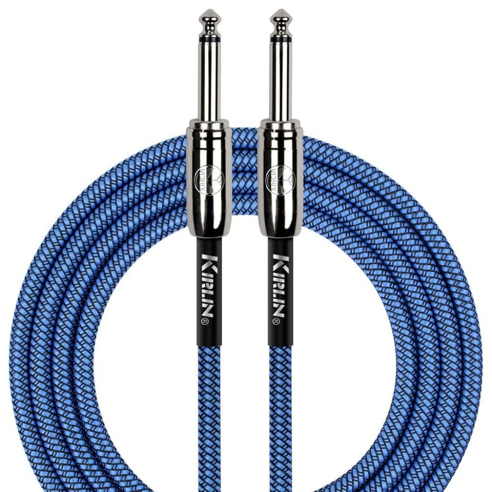 Kirlin IWC201PNBL-20FT Fabric Straight Instrument Cable Guitar Lead, Blue, 20 ft