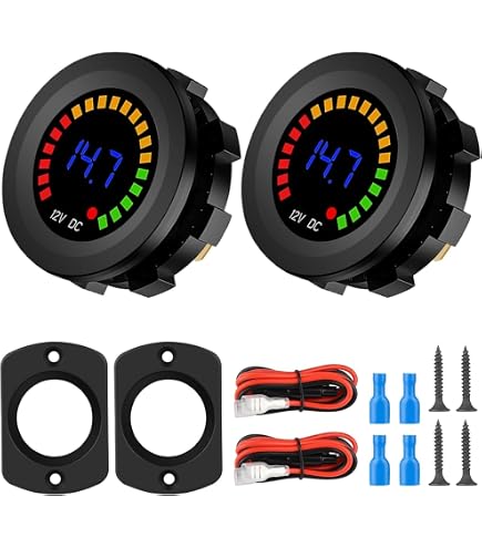 Gasedin Digital LED Voltmeter Gauge - DC 12-24V Waterproof Battery Monitor For Cars, Boats, Trucks