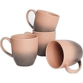 Bosmarlin Ceramic Coffee Mug Set of 4, 17 Oz, 3 Colors to Choose, Tea Cups, Dishwasher and Microwave Safe, Reactive Glaze… (Gradient Rose Beige, 17 Oz)