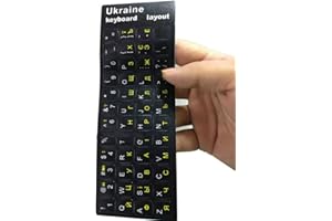 2pcs Ukrainian Language Keyboard Stickers, Ukrainian Keyboard Stickers with Yellow Font on Black Background Keyboard Alphabet