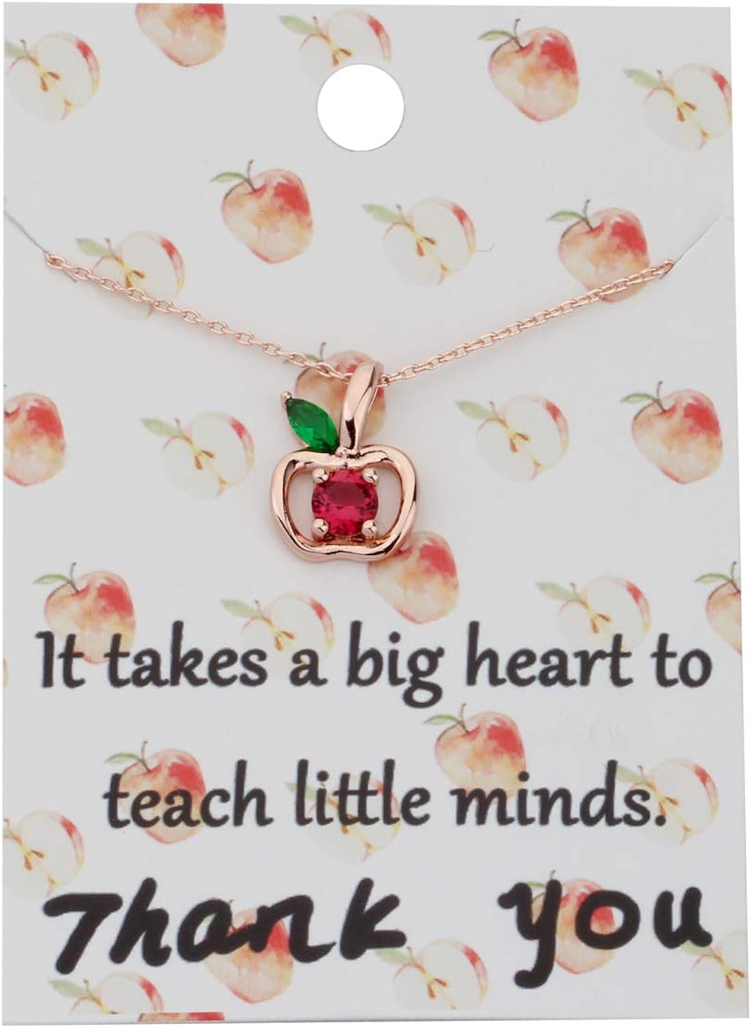 Zuo Bao Teacher Apple Necklace Apple Pendant Appreciation Gifts Plated Silver Apple Red Zircon Green Zircon Apple Leaf Necklace Thank You Gift for Teacher