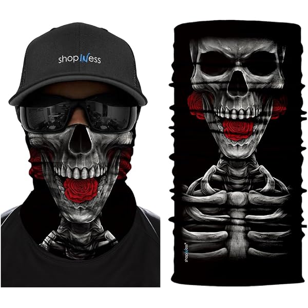 Foulards Multifonctions Crâne - Lot De 2, Respirants, Pour Moto, Festival, Randonnée (noir, Taille Unique 48x24 Cm)