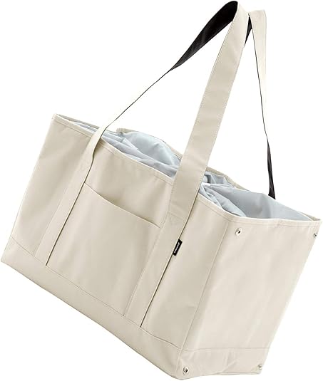 Amazon Libexy レジカゴ 保冷 エコバッグ お買い物バッグ れじかご 買い物かご エコバック 大容量 ショッピングバッグ アイボリー Libexy カゴバッグ