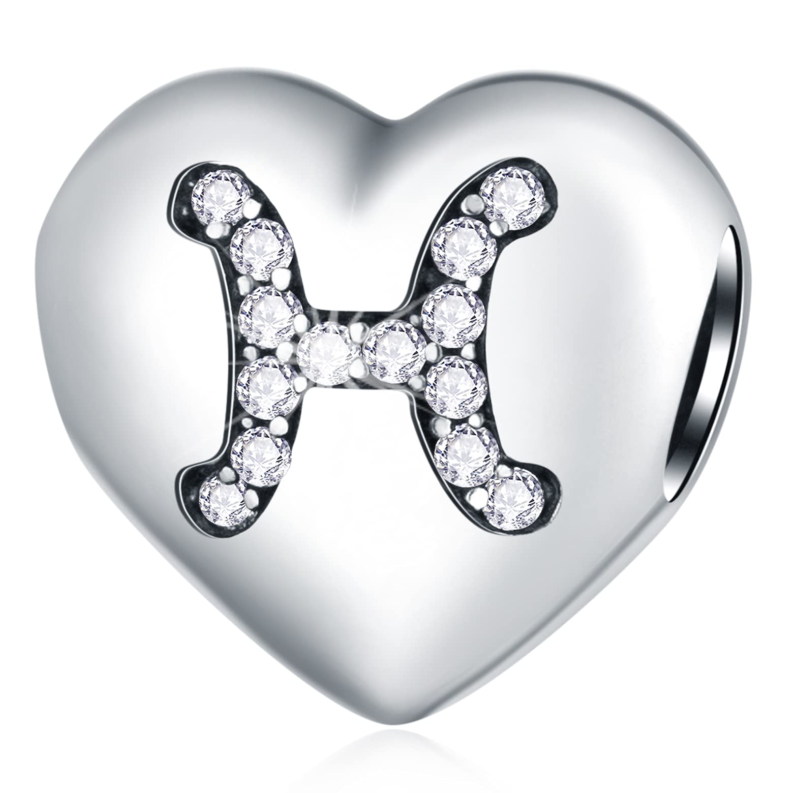 Pisces Zodiac Sign Charms, fits Pandora Birthday Bracelet, 925 Sterling Silver Heart Beads I Love My Constellation with CZ, Pcs Star Horoscope Gifts for Mum/Boy/Girlfriend