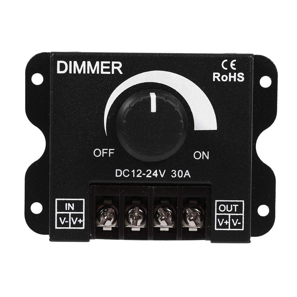 LED Switch Dimmer, Adjustable Brightness, Protective Function, Simple to Use, Stable Design, Quality Assurance, 12V-24V 30A Single Color Strip Light Dimming Controller with Knob