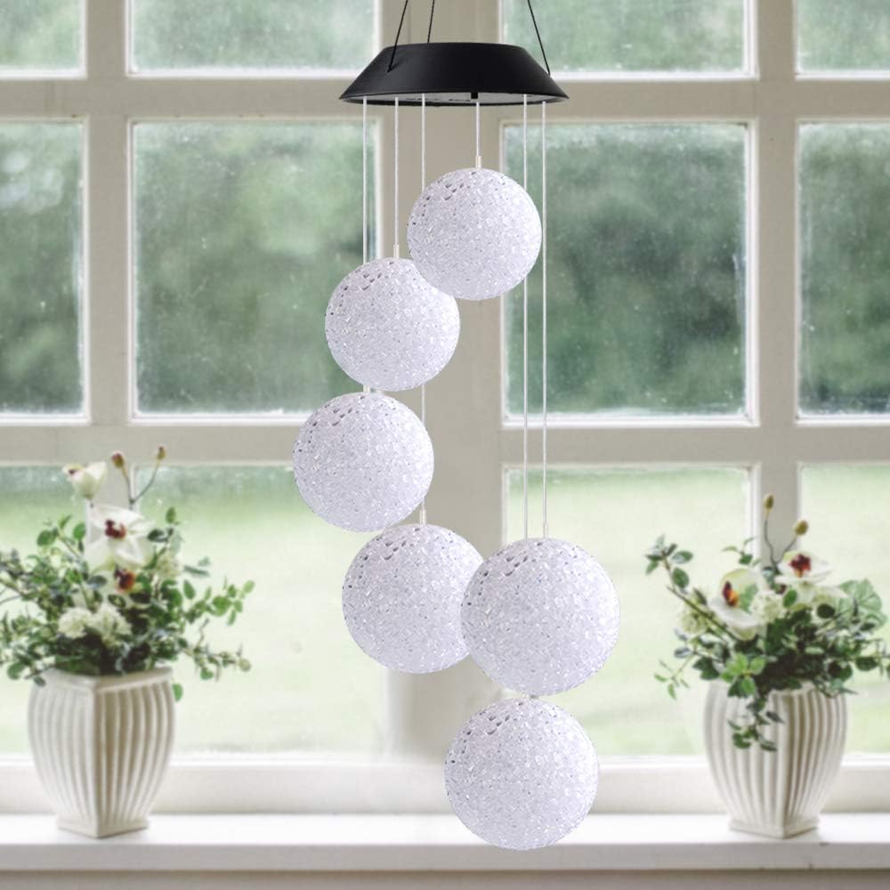 Wind chimes Color Changing Solar Power Wind Chime Crystal Ball Wind chimes Mobile Portable Waterproof Outdoor Decorative Romantic Wind Bell Light for Patio Yard Garden Home (2 pack Crystal Ball) : Garden & Outdoor