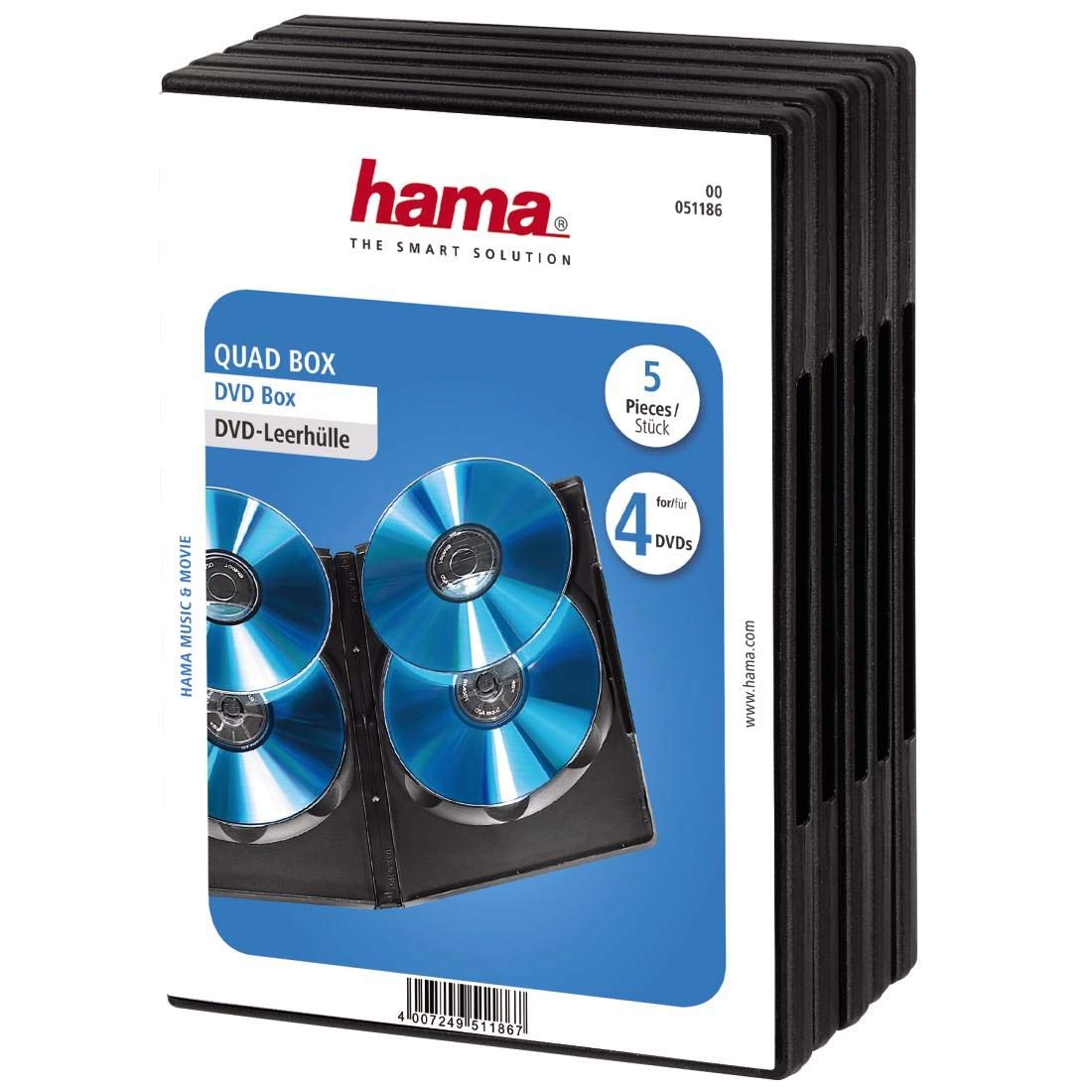 Hama Quad Box DVD Jewel Case, pack of 5, black