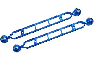 LetonPower Blue 11" Underwater Aluminum Alloy Extension Arm (2-Pack) - Dual Ball System with 1" Head Connector, Waterproof & Rustproof for Diving Camera Tray/Strobe/Video Light, Scuba Photography Gear