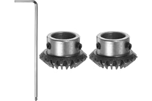 HARFINGTON 2pcs Bevel Gear 1.5M 20 Teeth 16mm Shaft Hole 1:1 Tapered Bevel Pinion Gear 45# Steel 1.5 Module 90 Degree Steerin