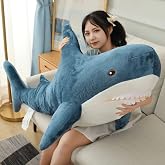 Ryttir 39.4 Inch XXL Giant Shark Stuffed Animals,Chubbier Shark Pillow Soft Shark Plush Shark Body Pillow Stuffed Shark D&eacute;cor, Perfect Christmas Stress Relief Gift for Kids Women