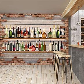 Wall Mural Wine Glasses and Bottles on The Cabinet Removable Self-Adhesive Large Wallpaper - 66x96 inches