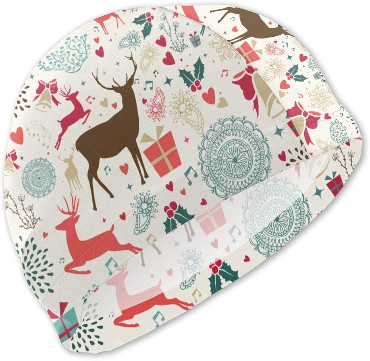 Vintage Christmas Elements Pattern Swimming Caps for Kids