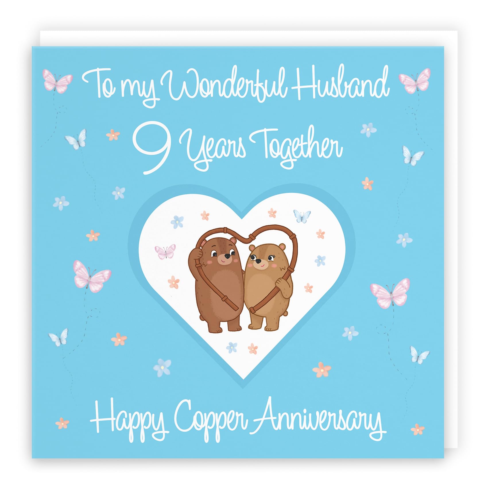 Hunts England - Husband 9th Anniversary Card - 9 Years - Copper Anniversary - Romantic Meadows - Fun Card - Ninth Anniversary Card For Husband — image 1