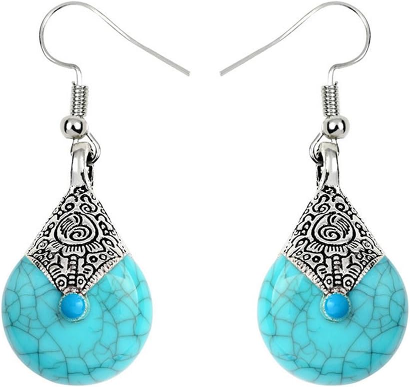 Ethnic Style Resin Alloy Drop Hook Earrings Women Fashion Jewelry